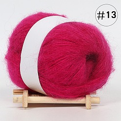 Cerise 25g Angora Mohair Wool & Acrylic Fiber Knitting Yarn, for Shawl Scarf Doll Crochet Supplies, Round, Cerise, 1mm