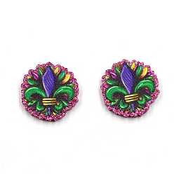 Colorful Acrylic Fleur-de-lis Stud Earrings for Carnival Party, Colorful, 19x20mm