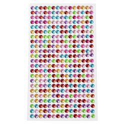 Colorful Self Adhesive Acrylic Rhinestone Stickers, Round Pattern, for DIY Scrapbooking and Craft Decoration, Colorful, 200x95mm