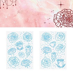 Flower Waterproof PET Sticker, Self-adhesion, for DIY Albums Diary, Laptop Decoration Cartoon Scrapbooking, Flower Pattern, 148x105mm
