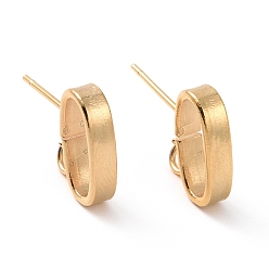 Real 24K Gold Plated 201 Stainless Steel Stud Earring Findings, with Horizontal Loop and 316 Stainless Steel Pin, Oval, Real 24K Gold Plated, 12x3mm, Hole: 2.5mm, Pin: 0.7mm