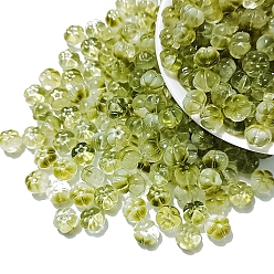 Vert Jaune Perles de verre tchèques transparentes, citrouille, vert jaune, 10x8mm
