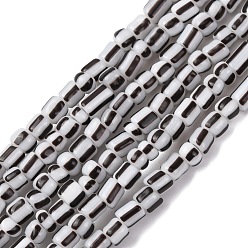 Черный Бусы лэмпворк ручной работы, 2 тон, колонка, чёрные, 3~4.5x2~4 мм, отверстие : 0.8 мм, около 99~103 шт / нитка, 15.35 дюйм (39 см)