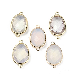 Опал Опаловые граненые подвески-коннекторы, покрытие стойки латунные овальные звенья, золотые, 22.5~23x13.5~14x6 мм, отверстие : 1.4 мм
