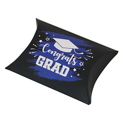 Blue Graduation Caps Paper Pillow Candy Storage Box, for Candy Gift Bags Graduation Party Favors Bags, Blue, 9x6.4x2.5cm