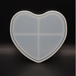 Heart DIY Food Grade Silicone Display Molds, Resin Casting Molds, Clay Craft Mold Tools, White, Heart, 140x120mm