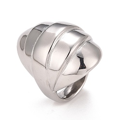Stainless Steel Color 304 Stainless Steel Textured Chunky Ring, Croissant Ring for Men Women, Stainless Steel Color, US Size 6 1/4(16.7mm)~US Size 10(19.8mm)