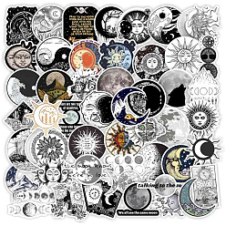 Moon 50Pcs The Sun and Moon Planet Stickers, for Laptop Scrapbook Phone Notebooks Diary, Moon Pattern, 40~60mm, 50pcs/set