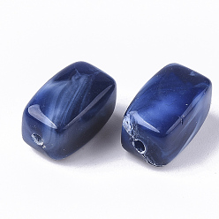 Prussian Blue Acrylic Beads, Imitation Gemstone Style, Cuboid, Prussian Blue, 13x7.5x7.5mm, Hole: 1.6mm, about 700pcs/500g.