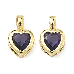 Темно-синий  Шифер Стеклянные прелести, сердце, с реечной обшивкой латунными выводами, без кадмия и без свинца, долговечный, граненые, темный сланец синий, 12x7.5x3.5 мм, отверстие : 3x2.5 мм