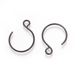 Black 304 Stainless Steel Earring Hooks, with Horizontal Loop, Black, 19x15mm, Hole: 2mm, 20 Gauge, Pin: 0.8mm