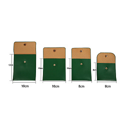 Зеленый Мешочки для ювелирных изделий из искусственной кожи, подарочные пакеты для ювелирных изделий с кнопкой, для кольца, ожерелья, серьги, браслета, квадратный, зелёные, 8x8 см