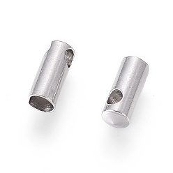 Stainless Steel Color 304 Stainless Steel Cord Ends, End Caps, Column, Stainless Steel Color, 7.5x3mm, Hole: 1.5mm, Inner Diameter: 2.5mm
