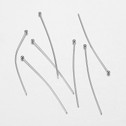 Stainless Steel Color 304 Stainless Steel Ball Head Pins, Stainless Steel Color, 40x0.7mm, 21 Gauge, Head: 2mm, about 500pcs/bag