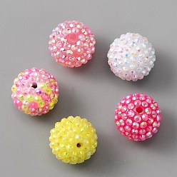 Mixed Color 20Pcs Resin Rhinestone Beads, Round, Mixed Color, 18~20mm, Hole: 2.7mm
