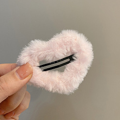 Heart Cute Plush Cloth Snap Hair Clip, Hair Accessories for Women Girls, Heart, 60mm