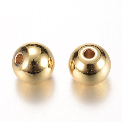 Real 16K Gold Plated Brass Spacer Beads, Round, Real 16K Gold Plated, 4x3.5mm, Hole: 1.5mm