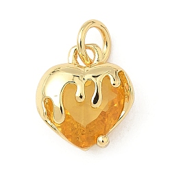 Оранжевый Кулон из циркония, сердце прелести, долговечный, без кадмия и без свинца, стойки покрытие, с целью перехода в кольце, реальный 18 k позолоченный, оранжевые, 11.5x10x6 мм, отверстие : 3.3 мм