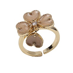 04 18K Gold Plated Colorful Oil Drop Heart Flower Design Ring - European and American Style