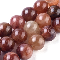 Lodolite Quartz Natural Red Lodolite Beads Strands, Round, 10mm, Hole: 1.2mm, about 38pcs/strand, 15.16 inch(38.5cm)