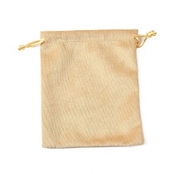пшеница Бархатные мешочки для хранения украшений на шнурке, прямоугольные, цвет пшеницы, 12x10.5x0.4 см