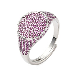 Орхидея Манжеты из латуни с микро паве кубический цирконий для женщин, круглые, без кадмия и без свинца, стойки покрытие, сиреневые, 13 мм, размер США 7 3/4 (17.9 мм)