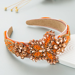 orange Baroque Crystal Butterfly Headband for Women - Vintage Wide Brim Hair Accessories with Glamorous Sparkle