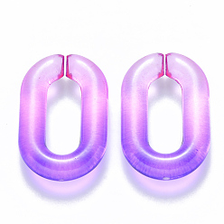 Dark Violet Two Tone Transparent Acrylic Linking Rings, Quick Link Connectors, for Cable Chains Making, Oval, Dark Violet, 31x19.5x5.5mm, Inner Diameter: 19.5x7.5mm