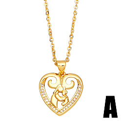 A Sparkling Heart-shaped Mom Necklace with Micro Inlaid Zircon, Fashionable Mother's Day Jewelry