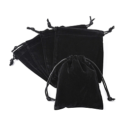 Black Velvet Jewelry Bags, Black, about 10cm wide, 12cm long