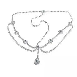 Platinum Rhinestone Head Chain, Alloy Wedding Headpiece Hair Jewelry for Women and Girls Decoration, Platinum, 150mm