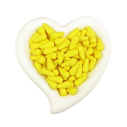 Желтый Гофрированные каплевидные пищевые экологически чистые силиконовые бусины, жевательные бусины для чайников, DIY уход за ожерельем, желтые, 22x10 мм, отверстие : 3 мм