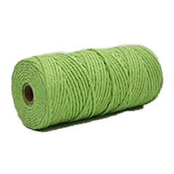 Light Green Cotton String Threads, Macrame Cord, Decorative String Threads, for DIY Crafts, Gift Wrapping and Jewelry Making, Light Green, 4mm, about 109.36 Yards(100m)/Roll