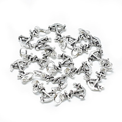Antique Silver Thailand 925 Sterling Silver Charms, with Jump Ring, Anchor, Antique Silver, 13x9x2.5mm, Hole: 4mm