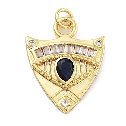 Черный Стойка металлическая латунная микропрофилированная кубическая циркония подвески, долговечный, без свинца и без кадмия, треугольник с глазом, чёрные, 23.5x18.5x2.5 мм, отверстие : 3.3 мм