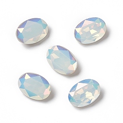 Белый Опал AB Светлая гальваническая пластина в стиле ab k9 стеклянные кабошоны со стразами, задние и задние, граненые, овальные, белый опал ab, 14x10x5 мм