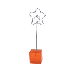 Orange Metal Spiral Memo Clips, with Resin Base, Message Note Photo Stand Holder, for Table Decoration, Star, Orange, 117mm