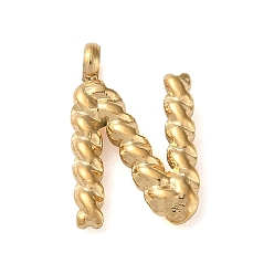 Letter N 316 Surgical Stainless Steel Pendants & Charms, Golden, Letter N, 13.5x8.5x2mm, Hole: 2mm