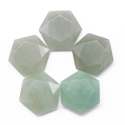 Зеленый Авантюрин Натуральные зеленые авантюриновые камни для беспокойства, массажные инструменты, граненый шестиугольник, 28x25 мм