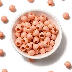 Персиковый Слойка Непрозрачные акриловые бусины, бусины с большим отверстием, круглые, розовые, 10 мм, отверстие : 4.6 мм, о: 1200 шт / 500 г