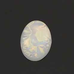 White Half Round Resin Imitation Opal Cabochons, White, 12mm