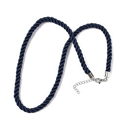 Морской Синий 5мм нейлоновый витой шнур для изготовления ожерелий, с латунными выводами и 304 застежками из лобстера из нержавеющей стали, долговечный, стойки покрытие, платина, Marine Blue, 17.72~18.90 дюйм (45~48 см)