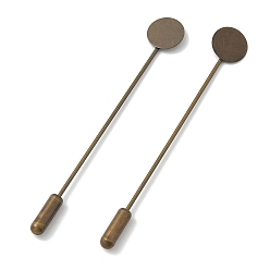 Античная Бронза Латунные булавки для лацканов, с плоскими круглыми подушечками, античная бронза, 70x10x3.5 мм