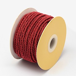 Dark Red Nylon Threads, Milan Cords/Twisted Cords, Dark Red, 3mm, about 21.87 yards(20m)/roll