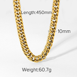 JDN20304 18K Gold Plated 316L Stainless Steel Necklace - Solid Link Chain, Elegant, Women's Jewelry.
