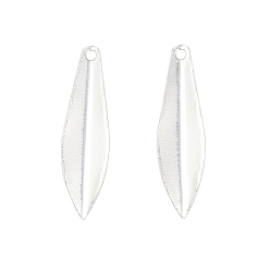 Посеребрённый Латунные подвески, без кадмия и без свинца, лист, 925 серебро покрытием, 19x4.5x1 мм, отверстие : 1 мм