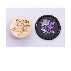 Flower Golden Tone Wax Seal Brass Stamp Head, for Invitations, Envelopes, Gift Packing, Flower, 25x25mm