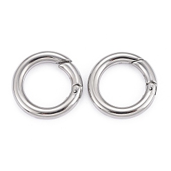 Stainless Steel Color 304 Stainless Steel Spring Gate Rings, O Rings, Manual Polishing, Stainless Steel Color, 20x3.5mm