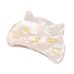 WhiteSmoke Cat Cellulose Acetate(Resin) Claw Hair Clips, for Women and Girls, WhiteSmoke, 44x69mm