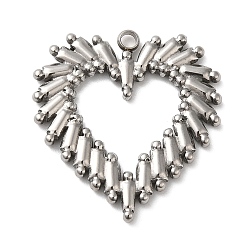 Stainless Steel Color 304 Stainless Steel Pendants, Heart Charm, Stainless Steel Color, 25x24x2mm, Hole: 1.8mm